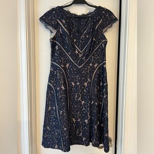 Adrianna Papell Blue Lace Dress